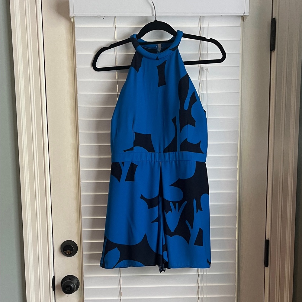 KEEPSAKE the Label Cobalt and Black Halter Romper